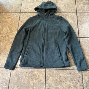 Women’s M  The North Face Full Zip Fleece Hooded Sweatshirt Green